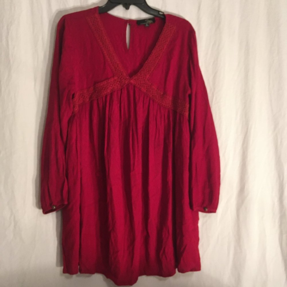 Suzanne Betro Boho Lace Trim Mini Dress Sz M
